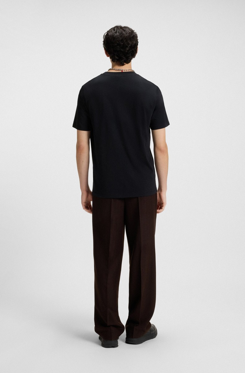 Hugo Ανδρικό T-shirt Βαμβακερό με Lip Artwork Print Regular Fit σε Μαύρο φωτογραφία