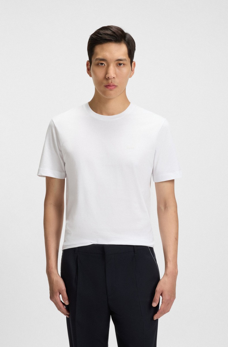 Boss Ανδρικό T-Shirt Βαμβακερό Με Logo Detail Regular Fit