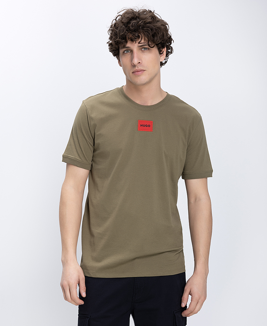 Hugo Ανδρικό T-Shirt Βαμβακερό Regular Fit Με Logo Label