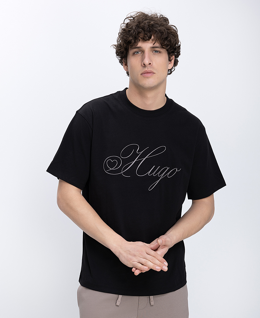 Hugo Ανδρικό T Shirt Relaxed Fit Με Script Logo Στο Στήθος