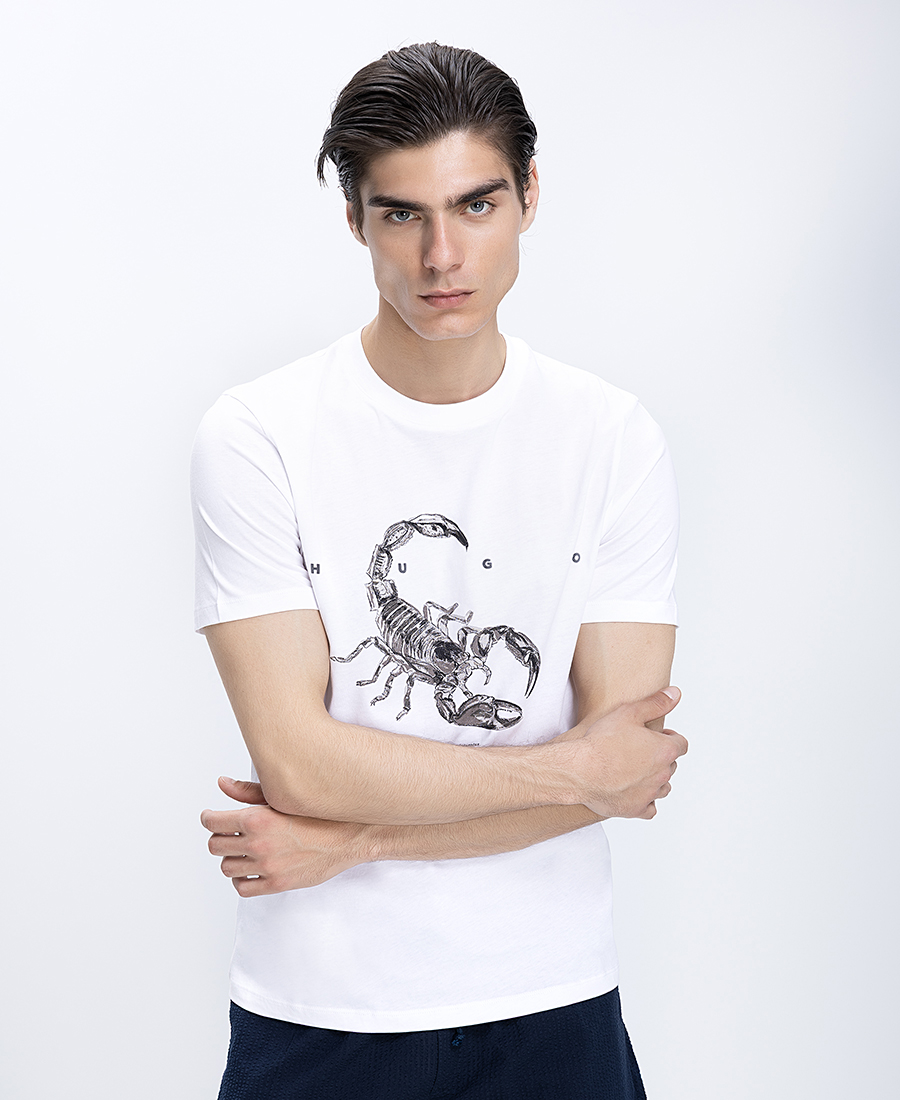 Hugo Ανδρικό Βαμβακερό T-Shirt Με Graphic Print Και Logo