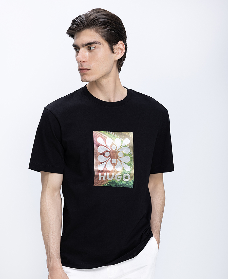 Hugo Ανδρικό T-Shirt Βαμβακερό Με Graphic Logo Print Regular Fit
