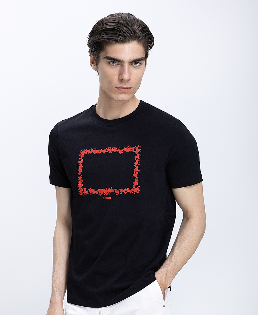Hugo Ανδρικό T-Shirt Βαμβακερό Με Graphic Print Και Logo
