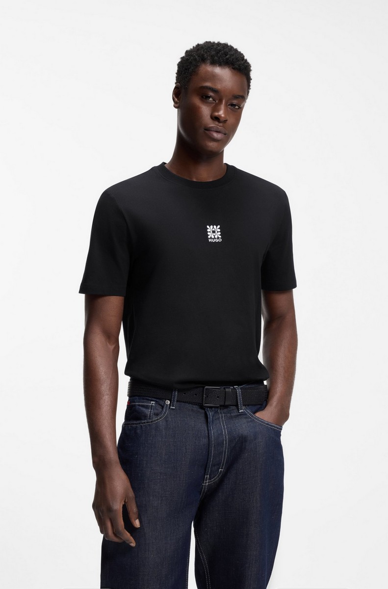 Hugo Ανδρικό T-Shirt Βαμβακερό Με Κεντημένο Logo Στο Στήθος Regular Fit