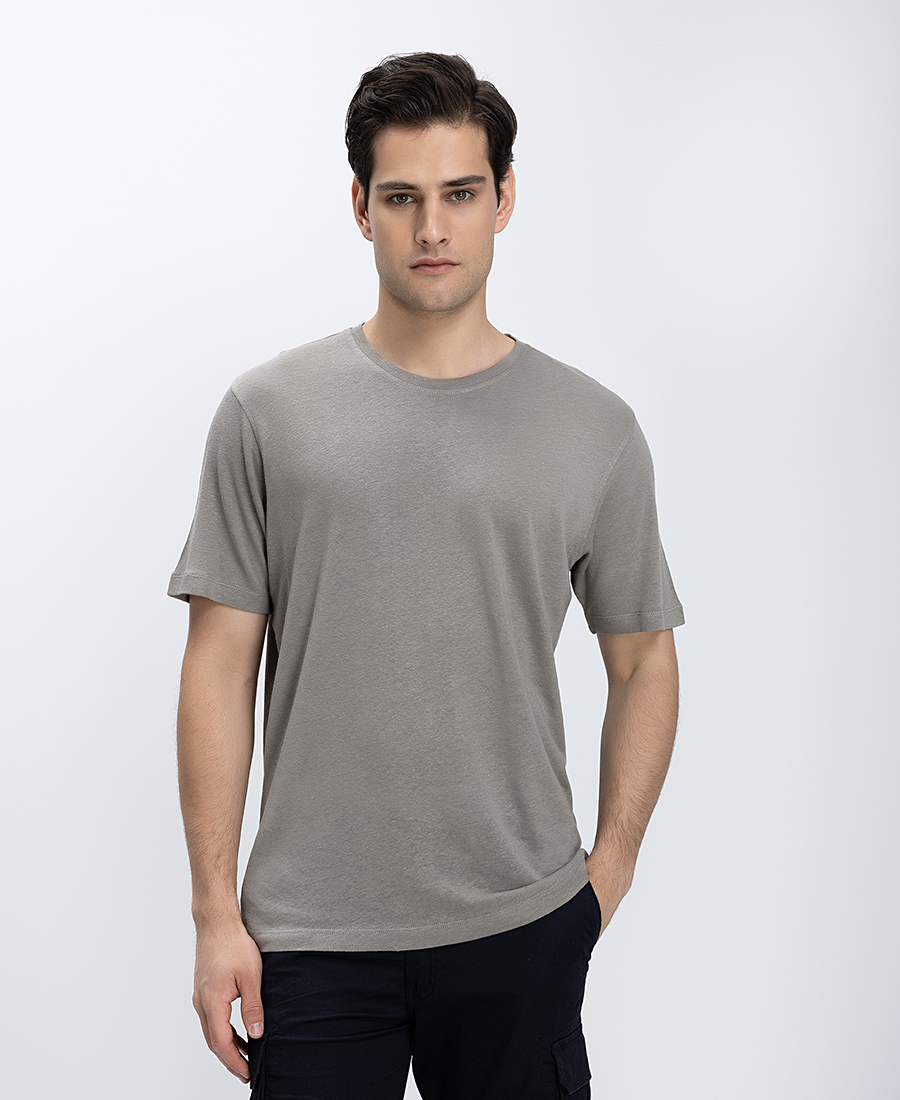 HD x Vardas Ανδρικό T-Shirt Με Linen Blend Slim Fit