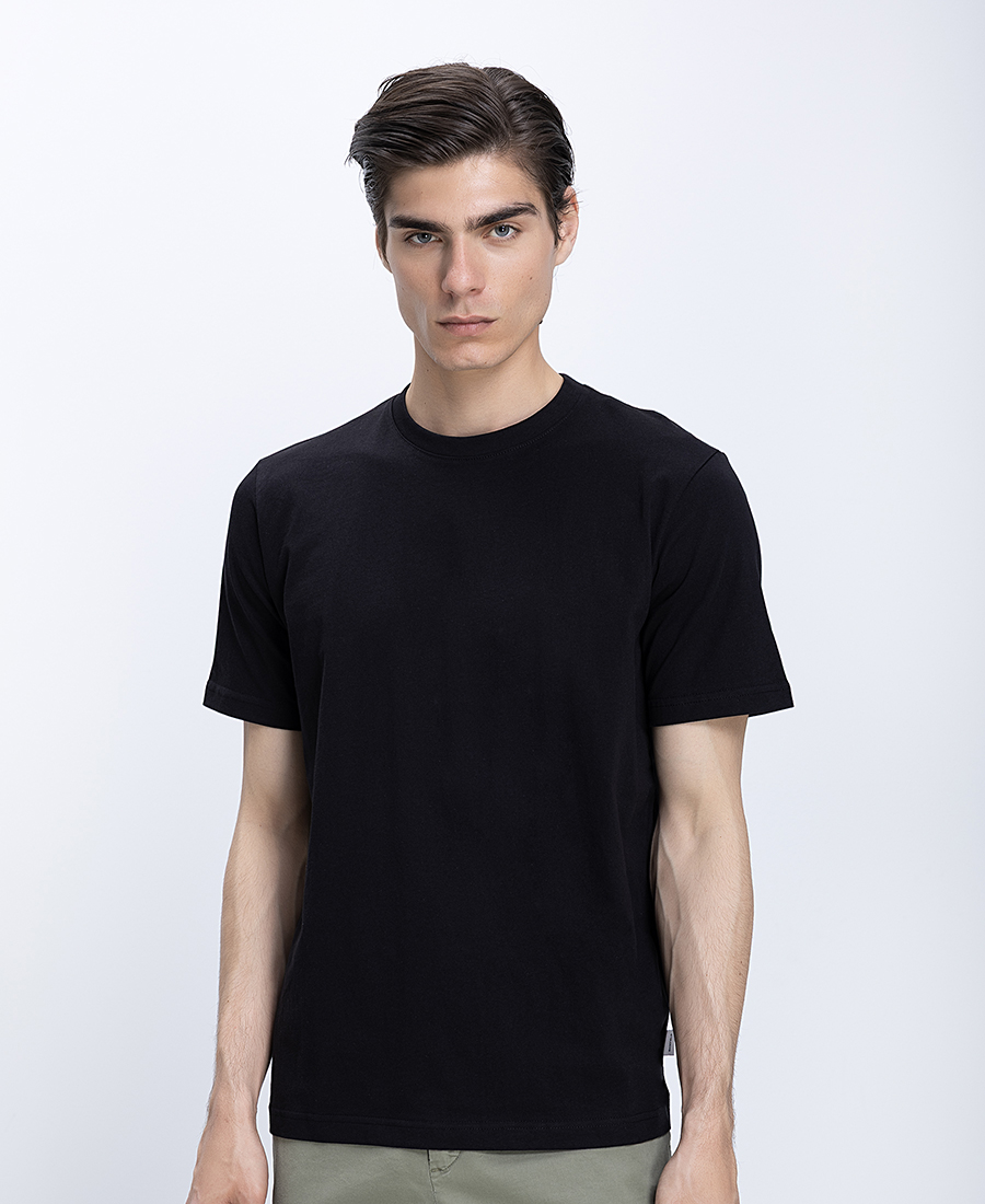 Ανδρικό Βαμβακερό T-Shirt Regular Fit Με Στρογγυλή Λαιμόκοψη