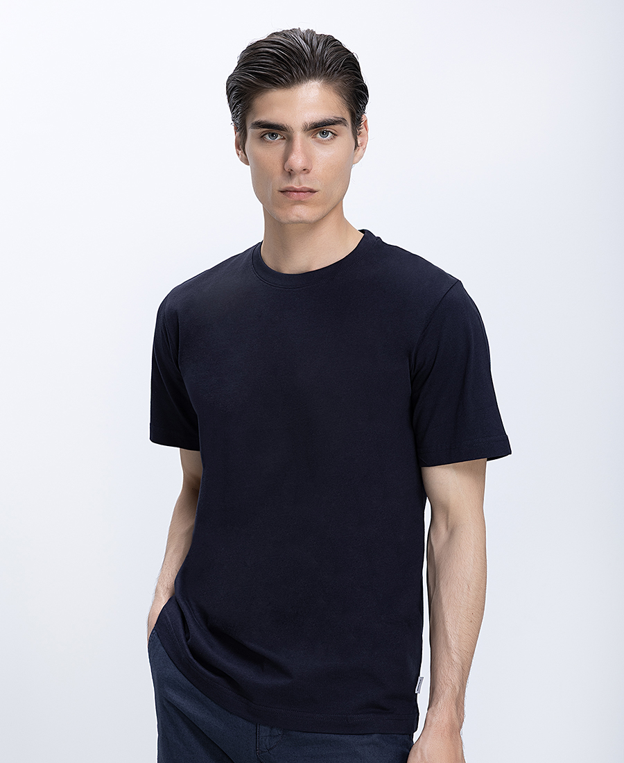 Ανδρικό Βαμβακερό T-Shirt Regular Fit Με Στρογγυλή Λαιμόκοψη