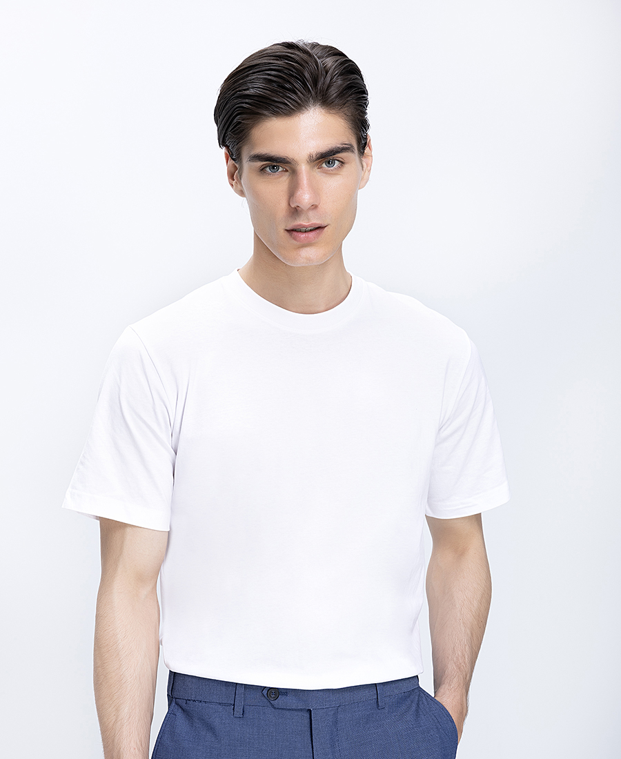 Ανδρικό Βαμβακερό T-Shirt Regular Fit Με Στρογγυλή Λαιμόκοψη