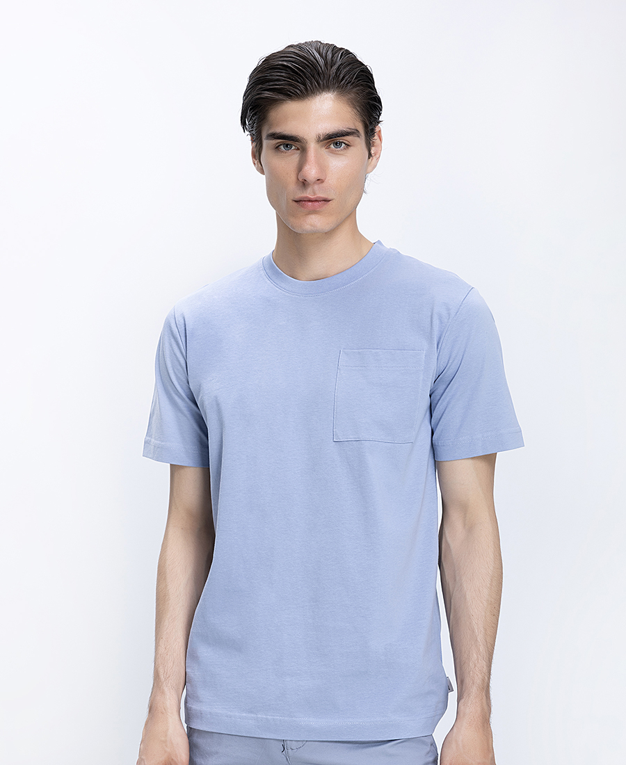 Ανδρικό T-shirt Βαμβακερό Με Στρογγυλή Λαιμόκοψη Και Τσέπη Modern Fit
