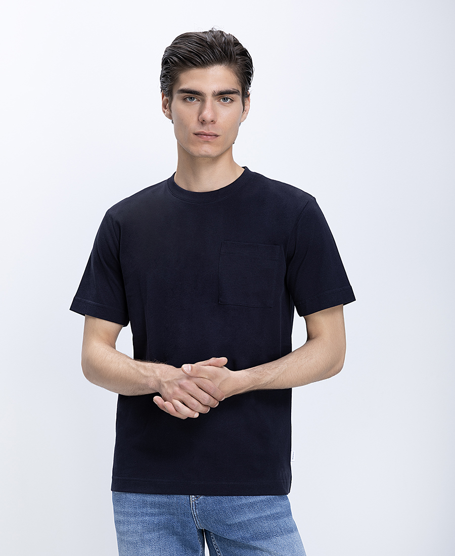 Ανδρικό T-shirt Βαμβακερό Με Στρογγυλή Λαιμόκοψη Και Τσέπη Modern Fit