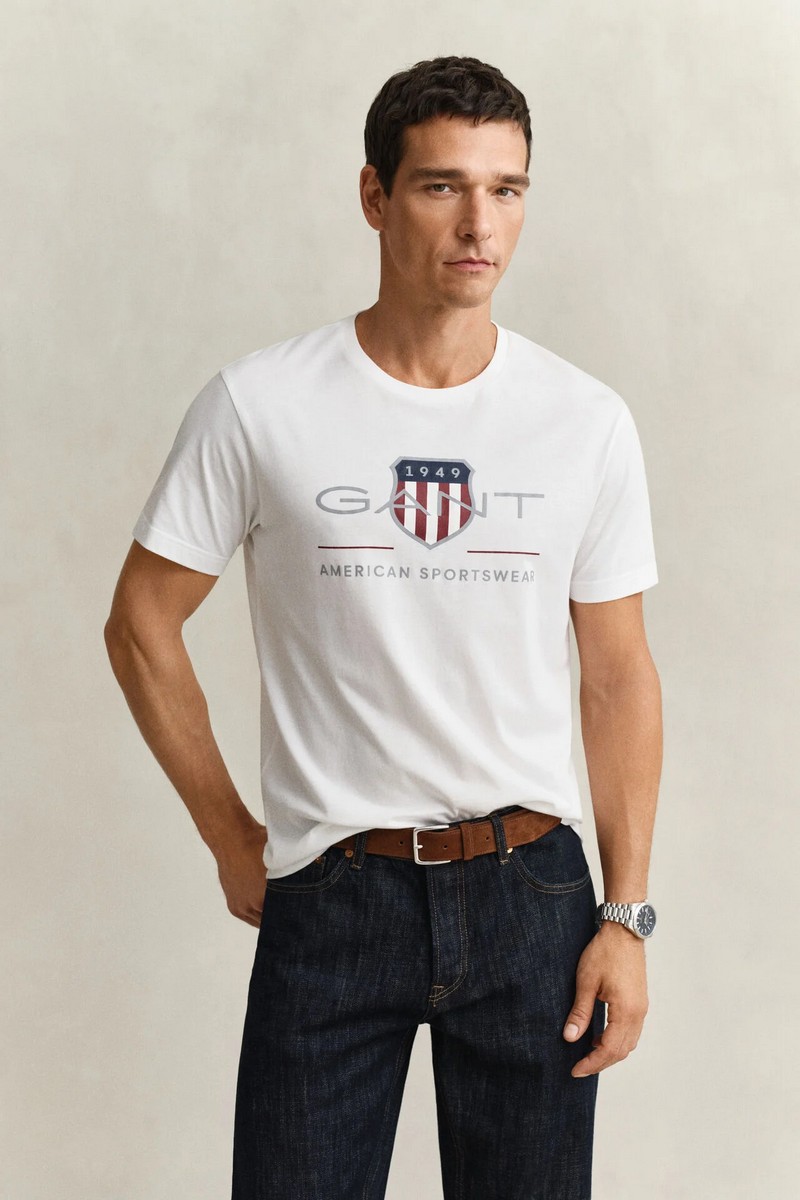 Gant Ανδρικό Βαμβακερό T-shirt Regular Fit Με Archive Shield Graphic