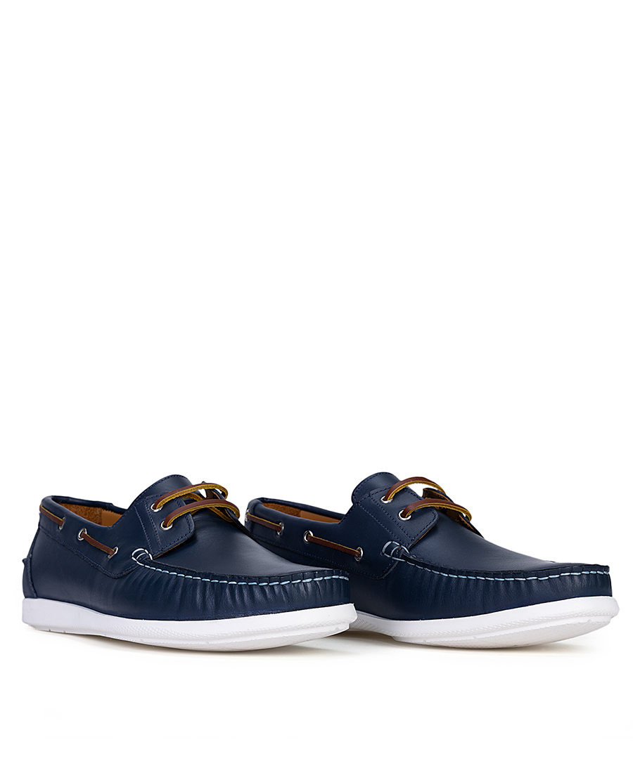 Ανδρικά Υποδήματα Boat Shoes Με Δερμάτινη Υφή Και Lace Detail φωτογραφία