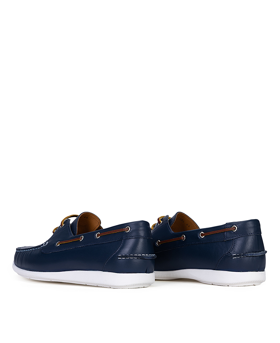 Ανδρικά Υποδήματα Boat Shoes Με Δερμάτινη Υφή Και Lace Detail φωτογραφία