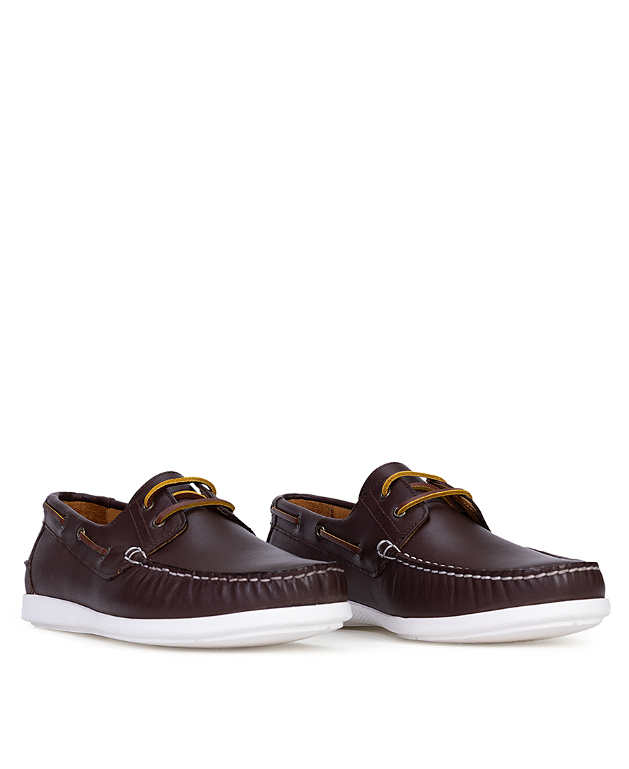 Ανδρικά Υποδήματα Boat Shoes Με Δερμάτινη Υφή Και Lace Detail φωτογραφία