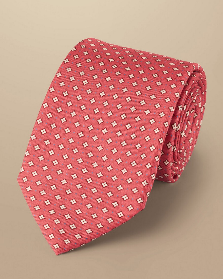 Charles Tyrwhitt Charles Tyrwhitt Γραβάτα Mini Medallion Print σε Κοραλί
