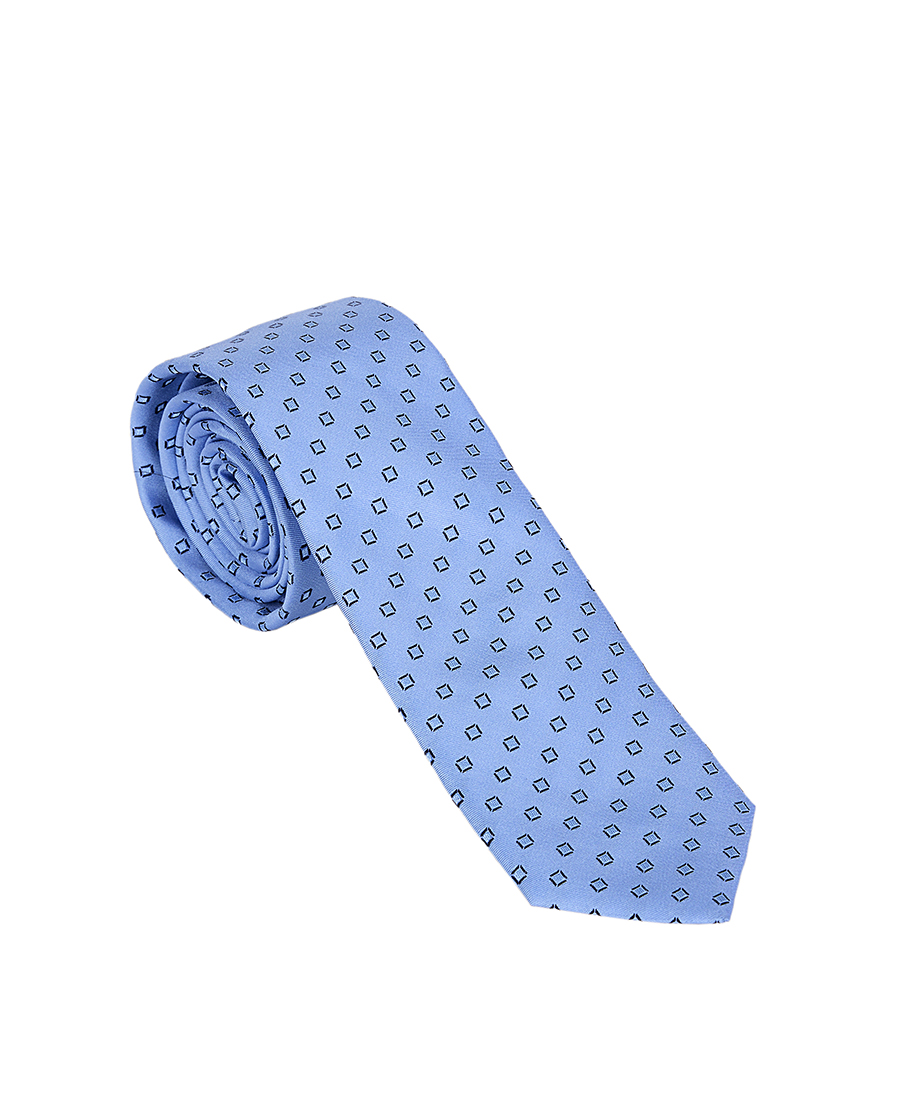 Hugo Ανδρική Γραβάτα Slim Μεταξωτή με Γεωμετρικό Μοτίβο σε Σιελ