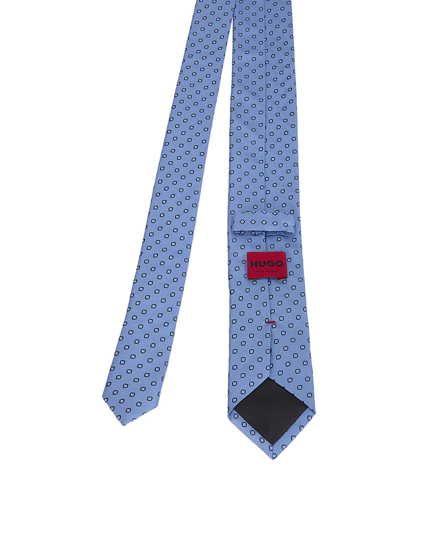 Hugo Ανδρική Γραβάτα Slim Μεταξωτή με Γεωμετρικό Μοτίβο σε Σιελ φωτογραφία