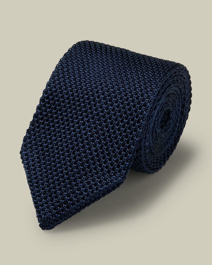 Charles Tyrwhitt Charles Tyrwhitt Ανδρική Πλεκτή Γραβάτα Slim από Μετάξι σε Royal Blue