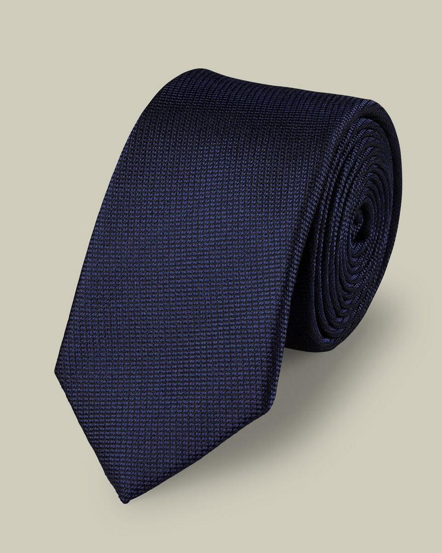 Charles Tyrwhitt Charles Tyrwhitt Ανδρική Γραβάτα Slim από Μετάξι με Ανθεκτικό Φινίρισμα σε French Blue