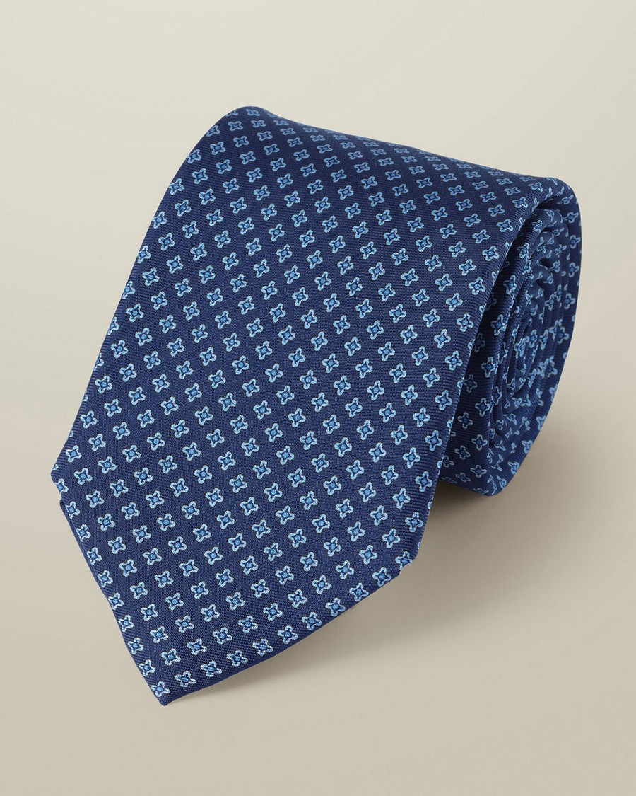 Charles Tyrwhitt Charles Tyrwhitt Ανδρική Γραβάτα από Μετάξι με Γεωμετρικό Μοτίβο σε Royal Blue