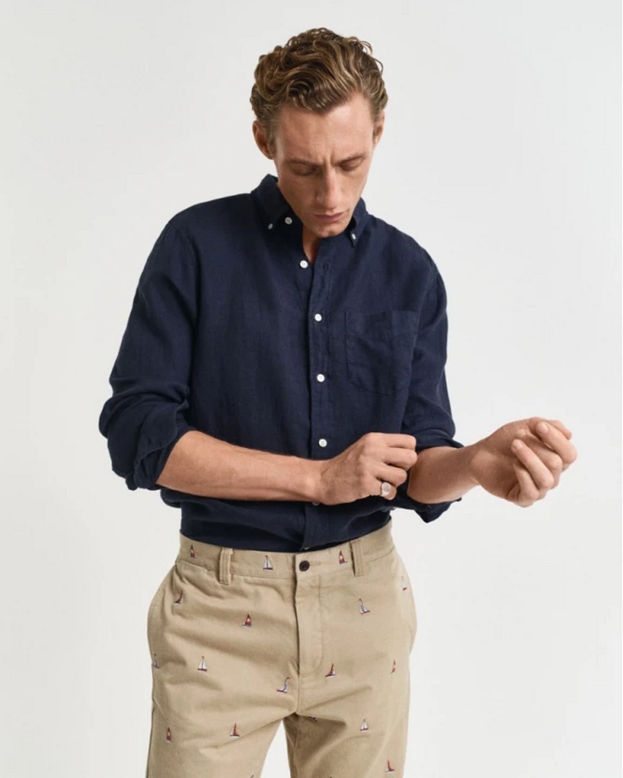 Gant Ανδρικό Λινό Πουκάμισο Button-Down Regular Fit Μακρυμάνικο