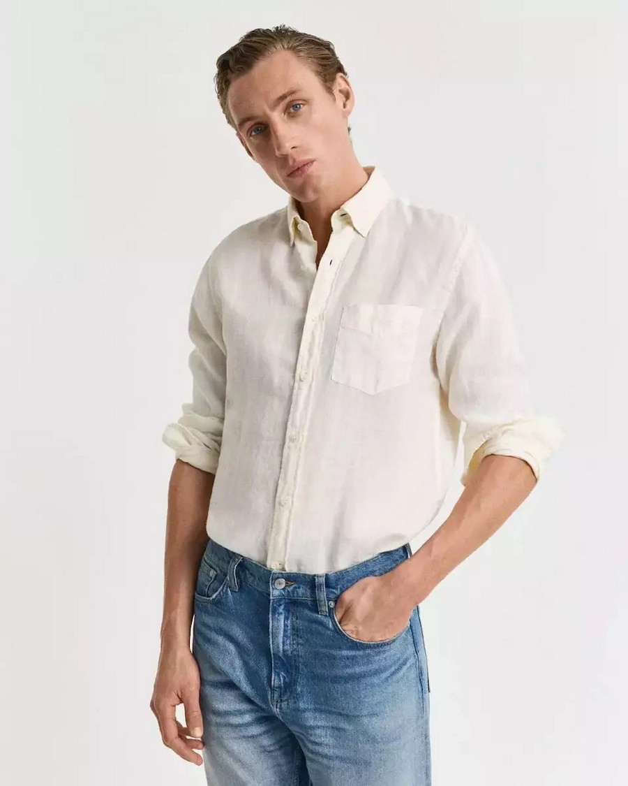 Gant Gant Ανδρικό Λινό Πουκάμισο Button-Down Regular Fit Μακρυμάνικο