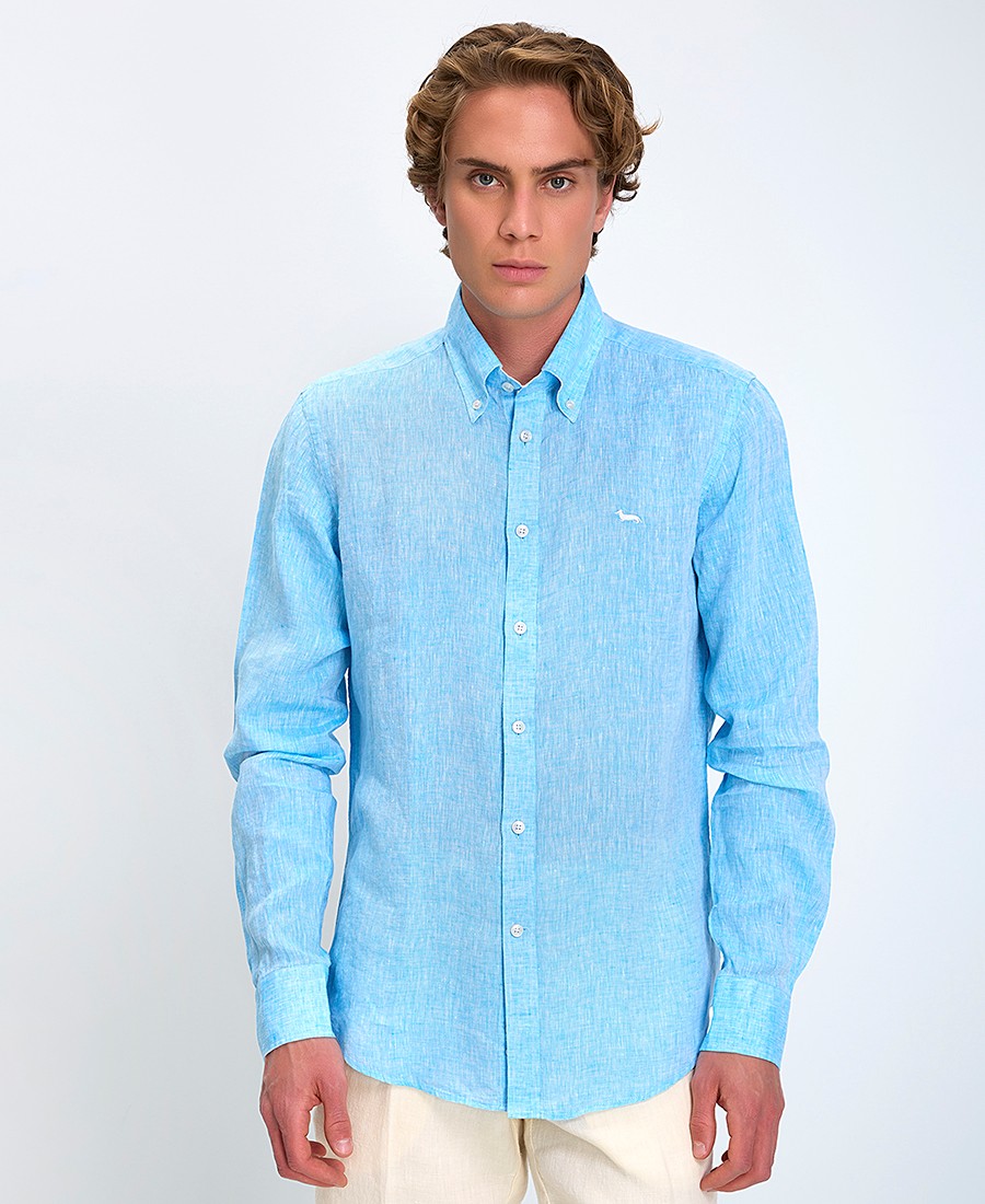 Harmont & Blaine Ανδρικό Λινό Πουκάμισο με Λογότυπο Regular Fit