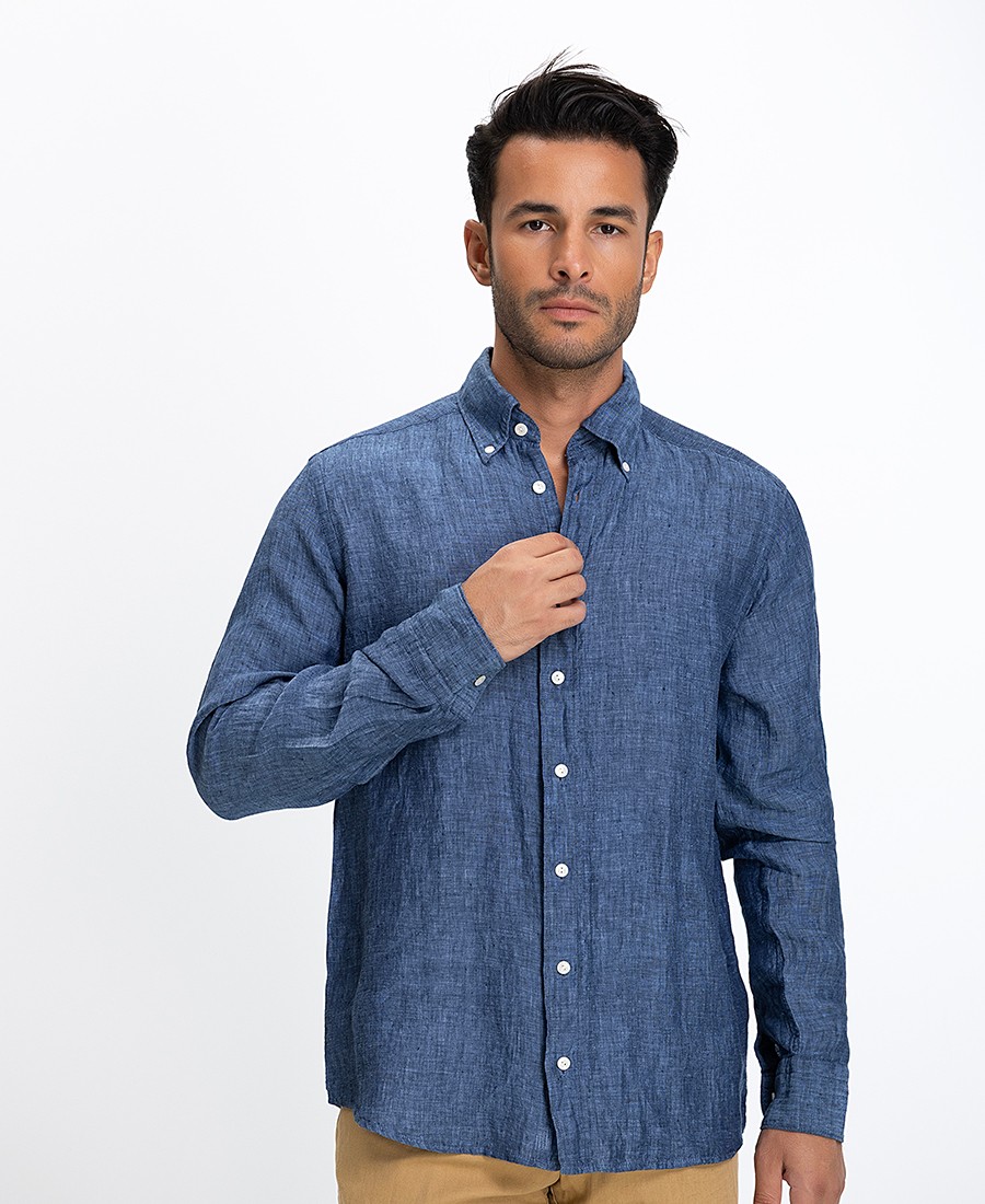 Eton Ανδρικό Πουκάμισο Regular Fit Λινό Μπλε