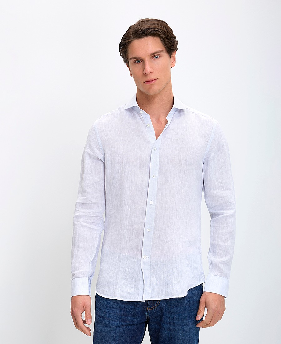 CC Collection Corneliani Ανδρικό Λινό Πουκάμισο με Γιακά Semi Rex Modern Fit