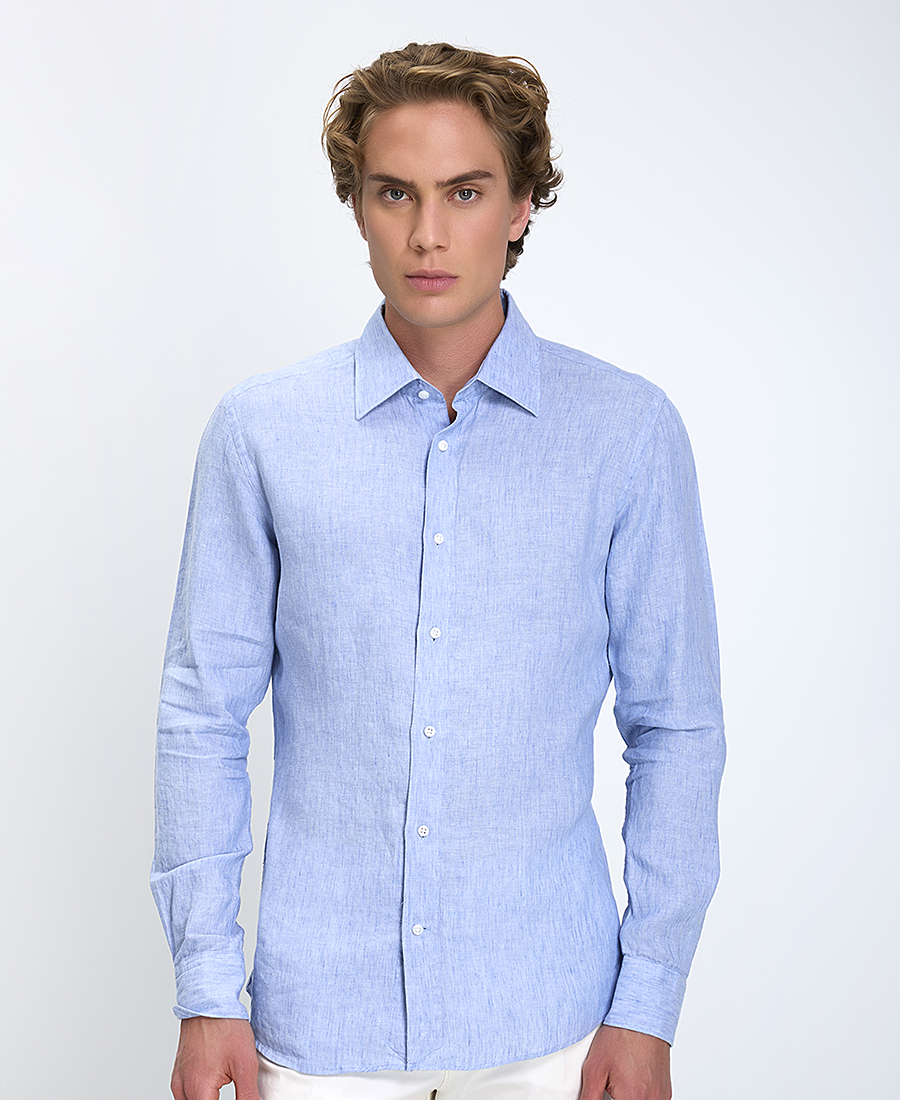 Boss Boss Ανδρικό Πουκάμισο Slim Fit Λινό Μονόχρωμο