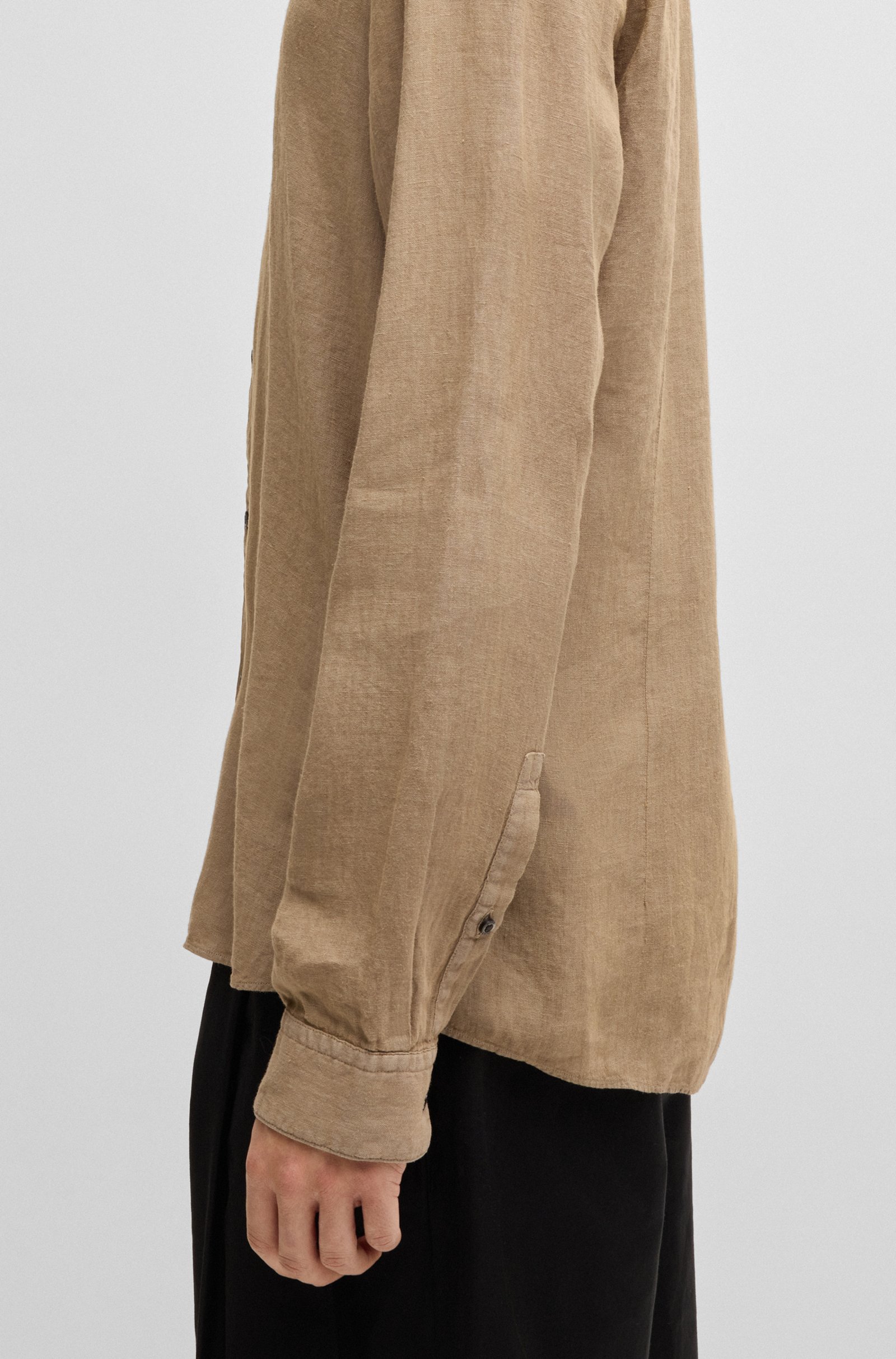 Hugo Ανδρικό Πουκάμισο από Λινό με Όρθιο Γιακά Slim Fit φωτογραφία