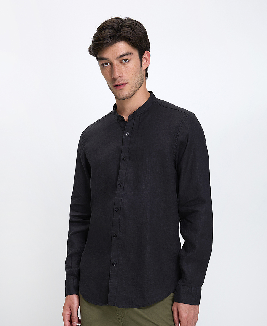 Vardas Ανδρικό Λινό Πουκάμισο Με Μάο Γιακά Regular Fit