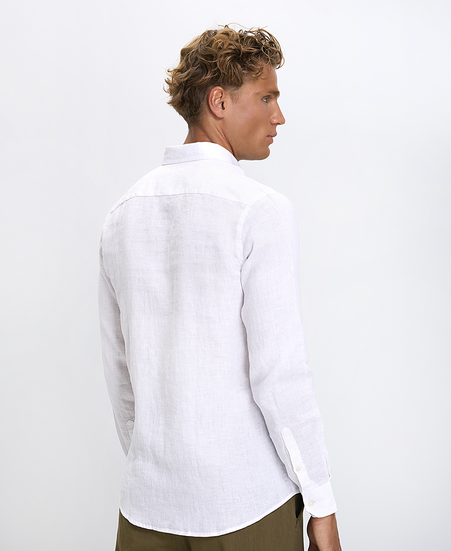 Ανδρικό Πουκάμισο Regular Fit Λινό Με Γιακά Button Down φωτογραφία