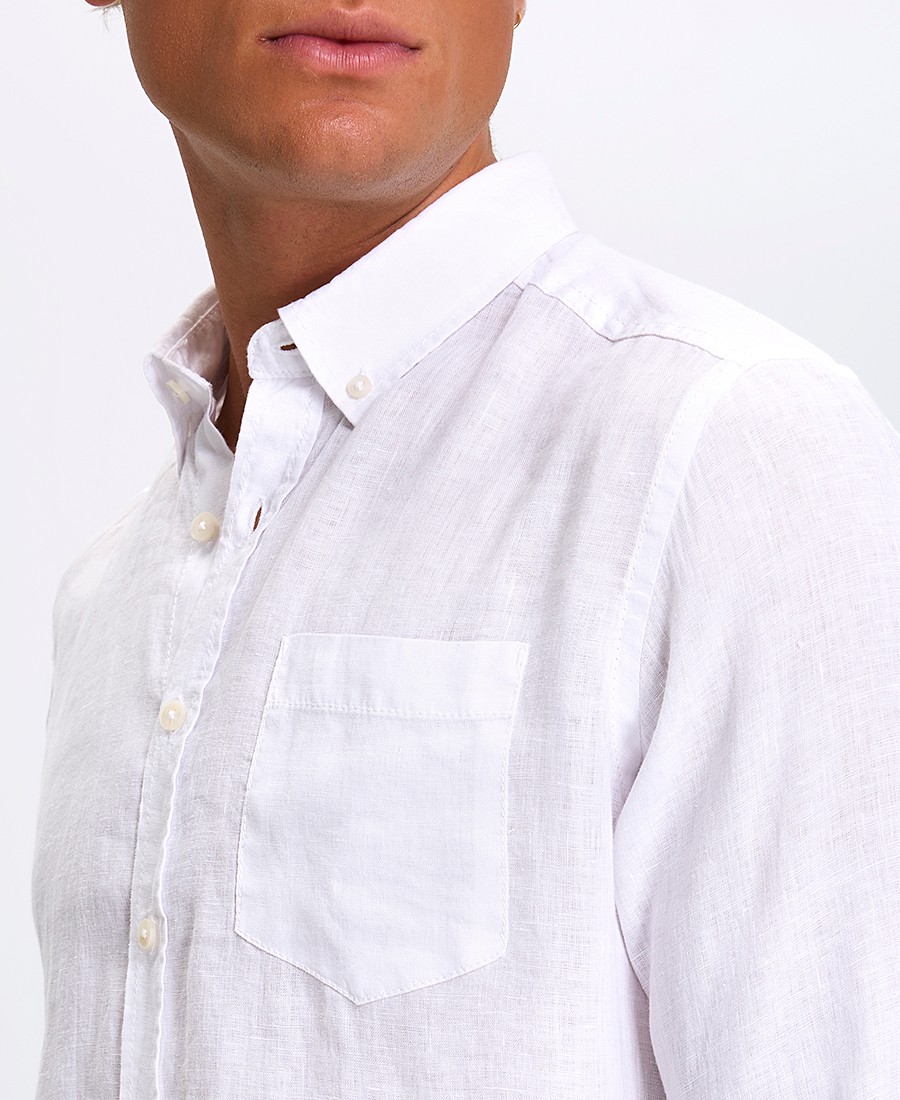 Ανδρικό Πουκάμισο Regular Fit Λινό Με Γιακά Button Down φωτογραφία