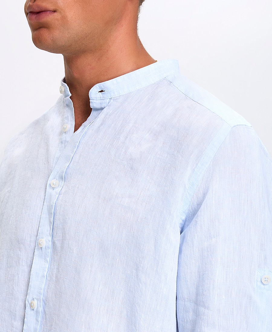 Ανδρικό Πουκάμισο Λινό Regular Fit με Όρθιο Γιακά φωτογραφία