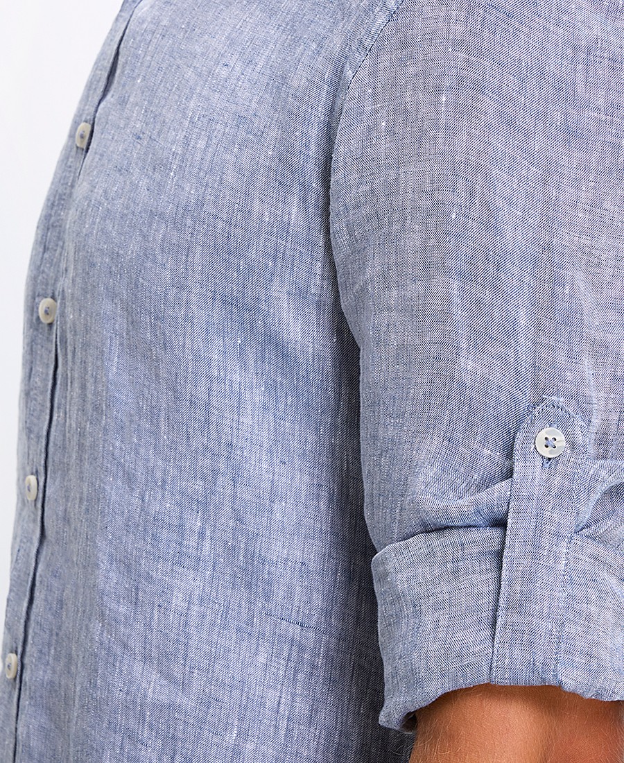 Ανδρικό Πουκάμισο Λινό Regular Fit με Όρθιο Γιακά φωτογραφία