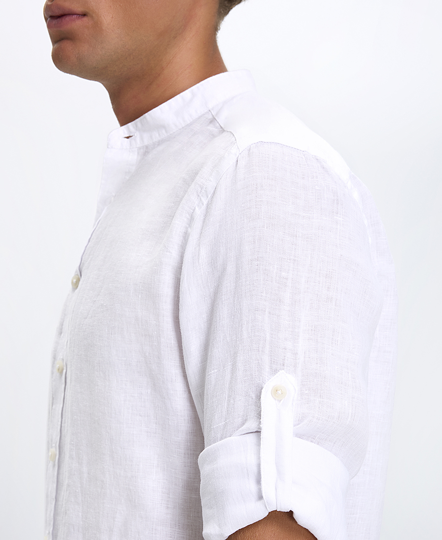 Ανδρικό Πουκάμισο Λινό Regular Fit με Όρθιο Γιακά φωτογραφία