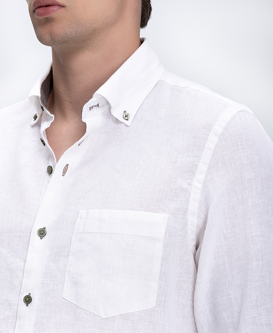 R2 Amsterdam Ανδρικό Πουκάμισο Με Λινή Υφή Και Διχρωμία Στις Μανσέτες φωτογραφία