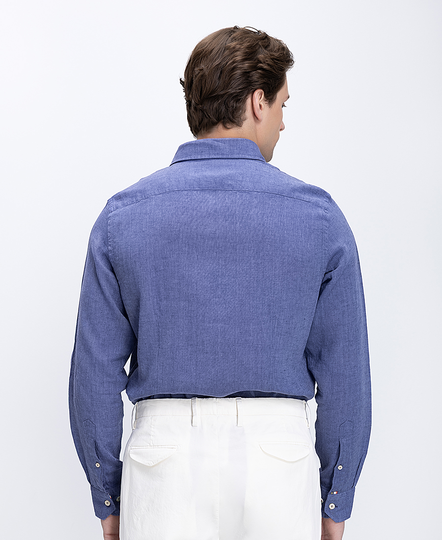 R2 Amsterdam Ανδρικό Πουκάμισο Regular Fit Με Λινή Υφή Και Κλασικό Γιακά φωτογραφία