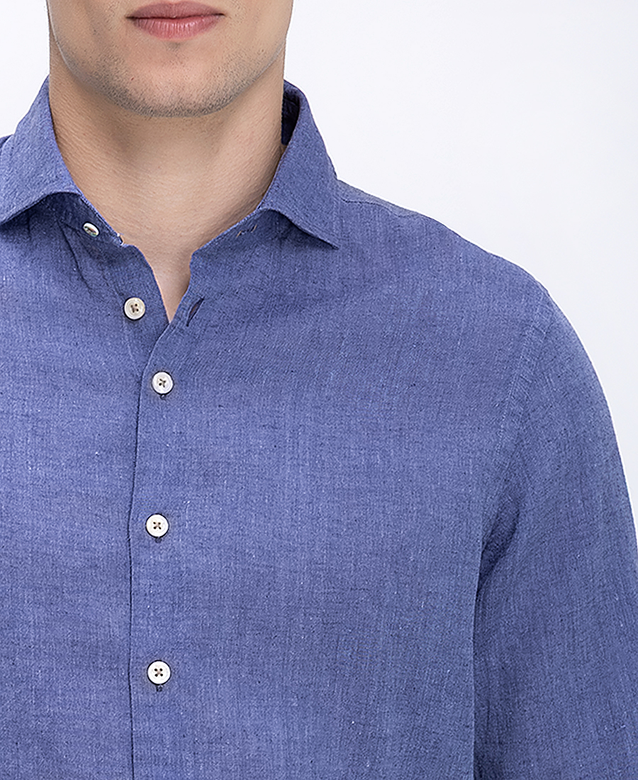 R2 Amsterdam Ανδρικό Πουκάμισο Regular Fit Με Λινή Υφή Και Κλασικό Γιακά φωτογραφία