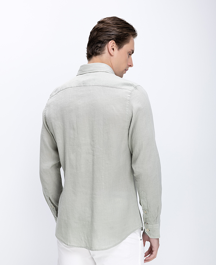 R2 Amsterdam Ανδρικό Πουκάμισο Regular Fit Με Λινή Υφή Και Κλασικό Γιακά φωτογραφία