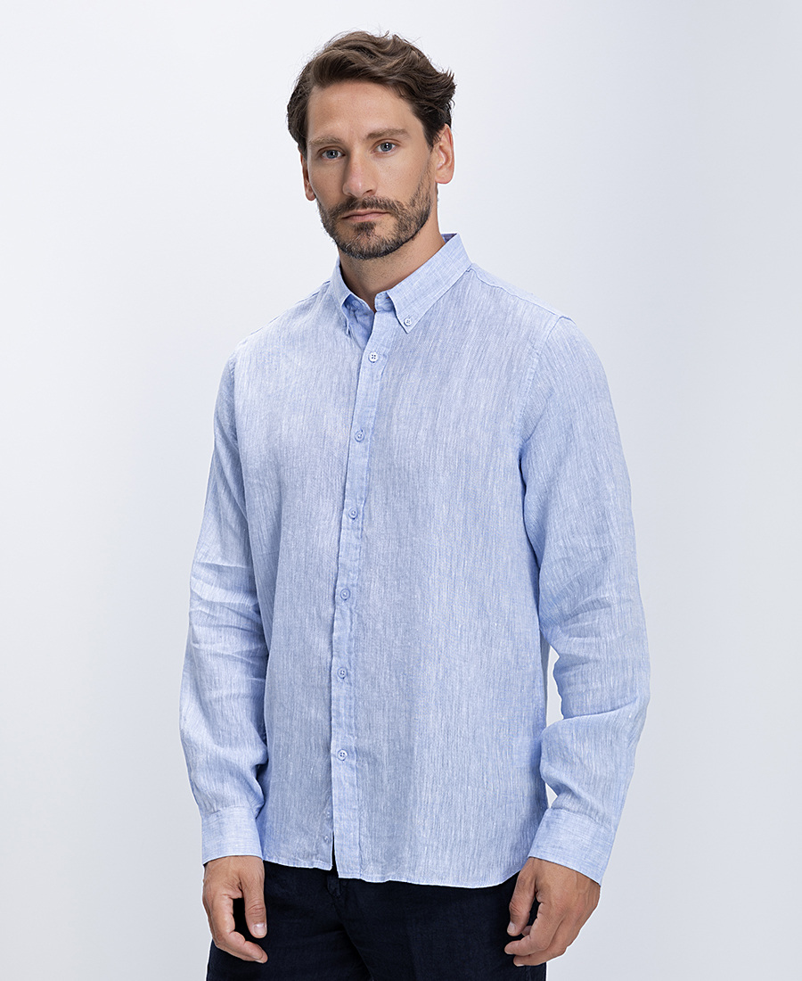 Vardas Ανδρικό Πουκάμισο Λινό Με Button Down Γιακά
