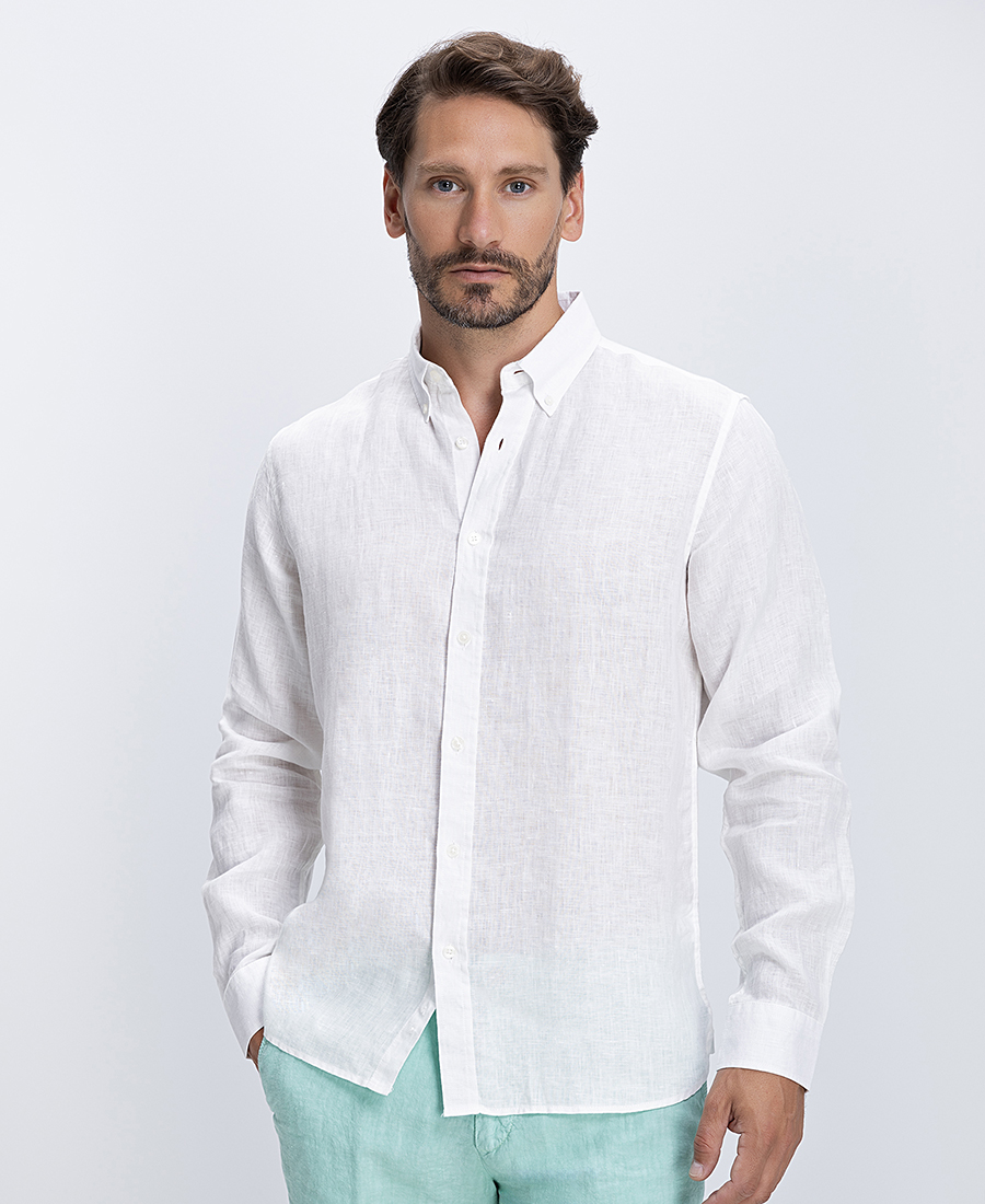 Vardas Vardas Ανδρικό Πουκάμισο Λινό Με Button Down Γιακά