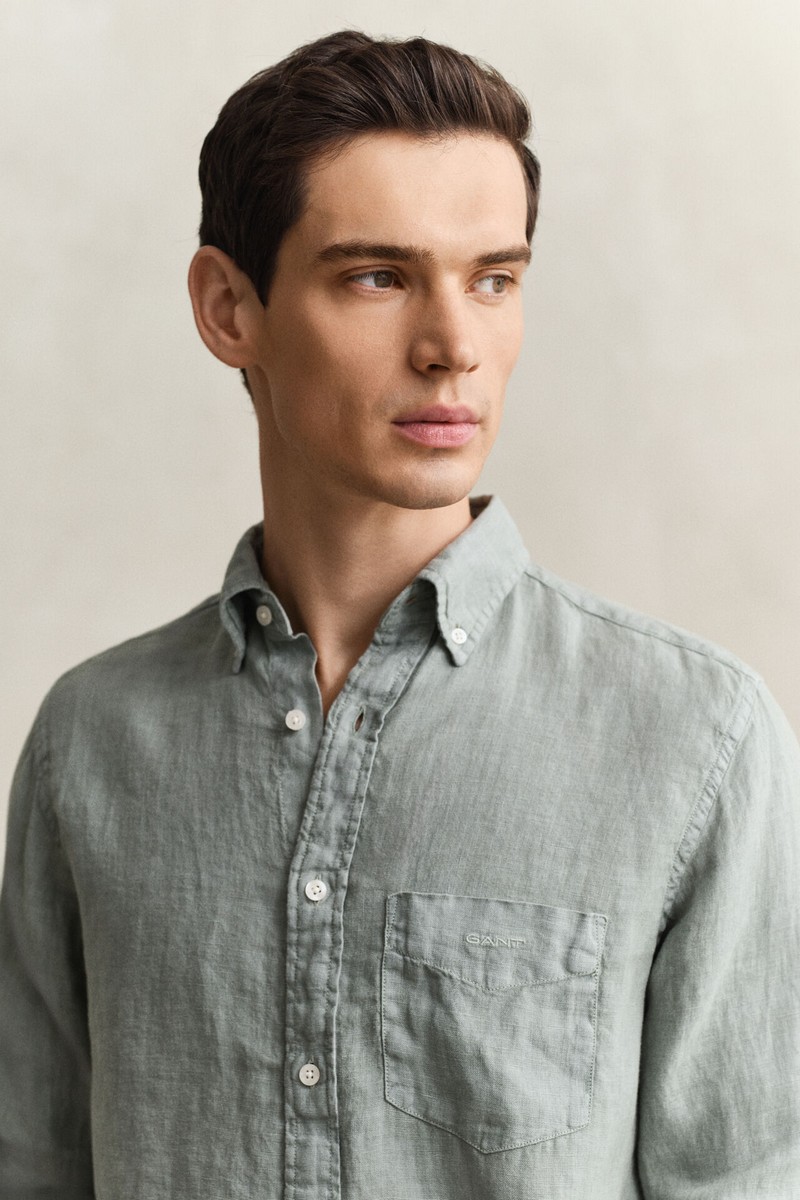Gant Ανδρικό Πουκάμισο Regular Fit Λινό Με Button Down Γιακά Και Garment Dyed Υφή φωτογραφία