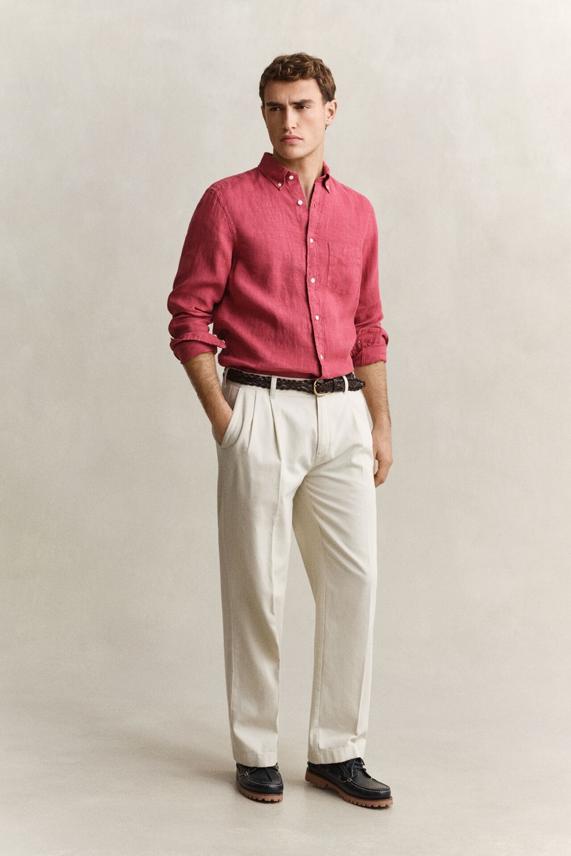 Gant Ανδρικό Πουκάμισο Regular Fit Λινό Με Button Down Γιακά Και Garment Dyed Υφή φωτογραφία