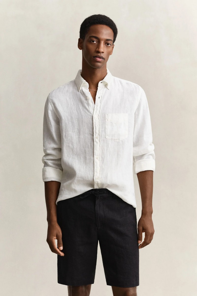Gant Ανδρικό Πουκάμισο Regular Fit Λινό Με Button Down Γιακά Και Garment Dyed Υφή