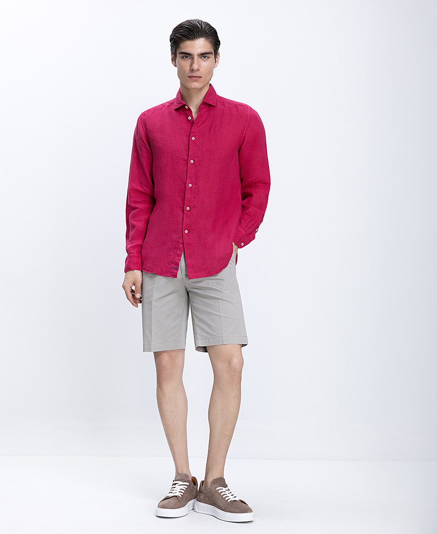 Camicissima Ανδρικό Πουκάμισο Λινό Με Ιταλικό Γιακά Modern Fit φωτογραφία