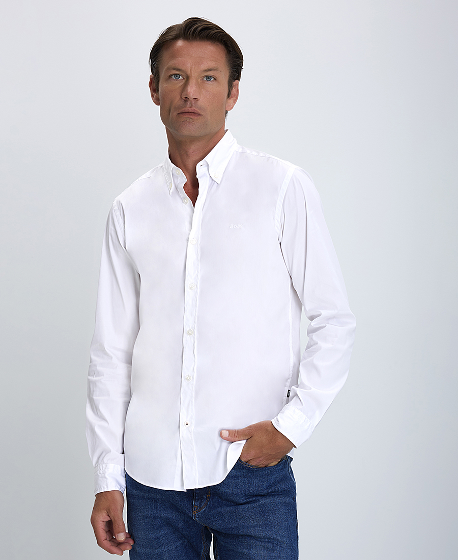 Boss Boss Ανδρικό Πουκάμισο Button Down Slim Fit σε Λευκό