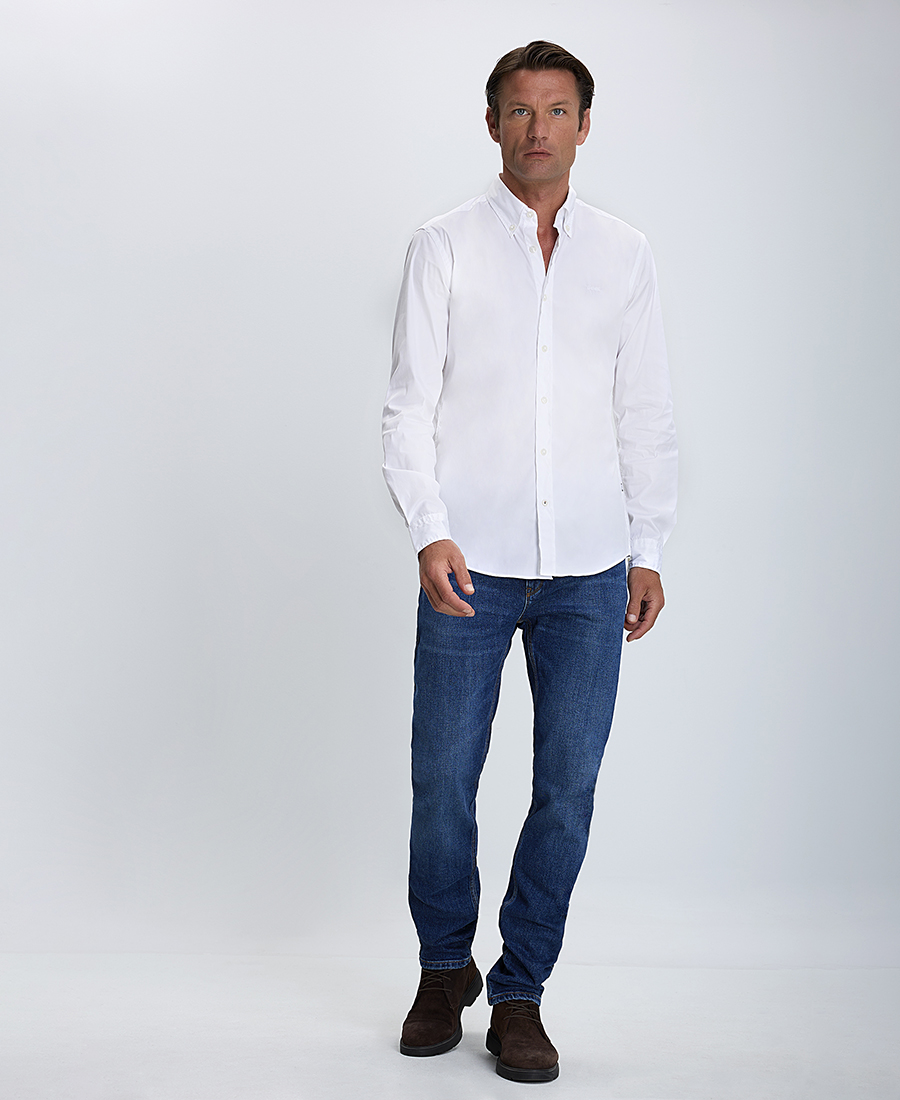 Boss Ανδρικό Πουκάμισο Button Down Slim Fit σε Λευκό φωτογραφία