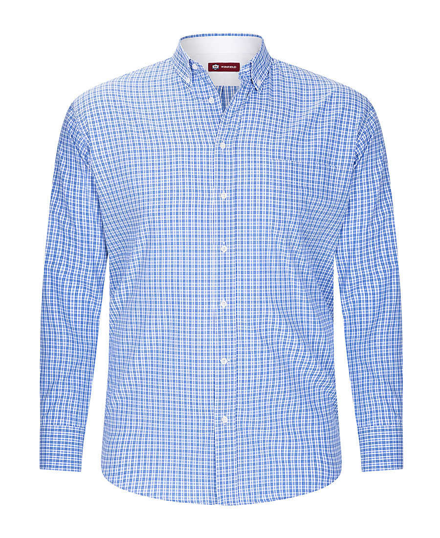 Winfield PLUS SIZE Ανδρικό Πουκάμισο με Button Down Γιακά σε Μπλέ Καρό